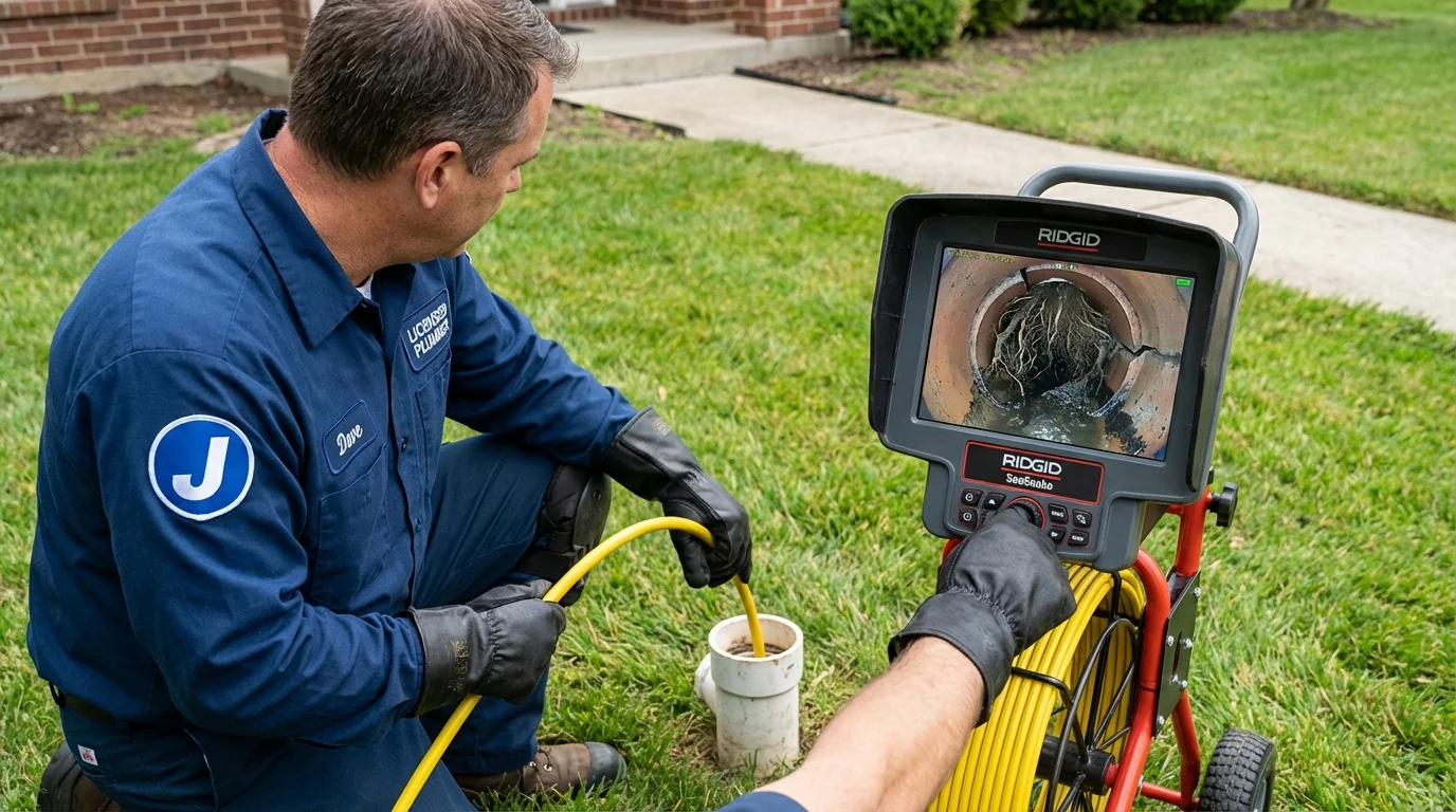Sewer camera inspection being performed by Johns Plumbing LLC in Yelm